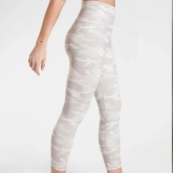 Athleta nwt elation camo 7 taupe light grey tan high rise stretchy 7/8 leggings - Picture 8 of 8